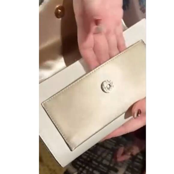 Brangio Italy Vegan Leather Rose Quilted Clutch with Shoulder Strap Gold - Picture 2 of 6